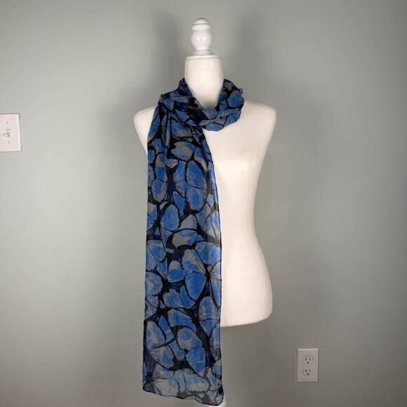Blue sheer butterfly scarf shawl from brooks brothers - Picture 2 of 8